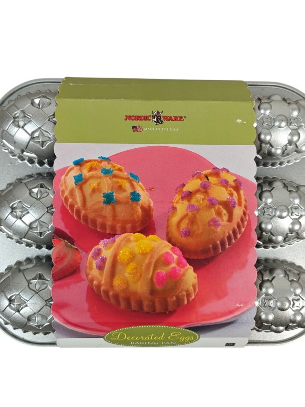NEW Nordic Ware Platinum Collection Decorated Egg Baking Pan Heavy-Duty Aluminum